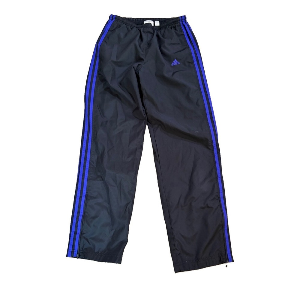 Vintage Adidas Y2K Windbreaker Pants Men S (26x29) Black Purple Nylon Retro
